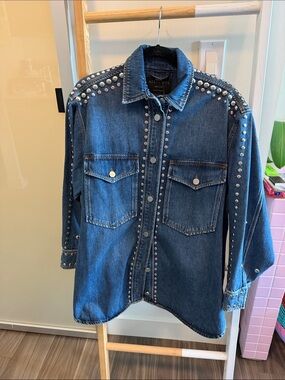 AllSaints Blue Studded Denim Jacket